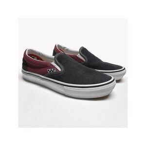 Vans Slip-on Shoes Pop Cush Men's 6.5 / Women's 8 Maroon Canvas Black Suede